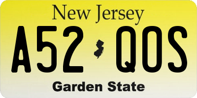NJ license plate A52QOS