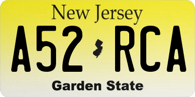 NJ license plate A52RCA