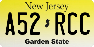 NJ license plate A52RCC