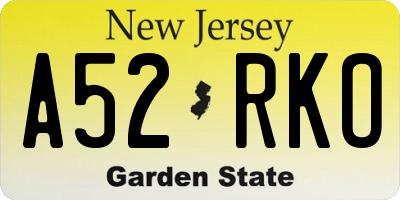 NJ license plate A52RKO