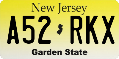 NJ license plate A52RKX