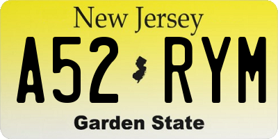 NJ license plate A52RYM