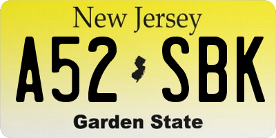 NJ license plate A52SBK