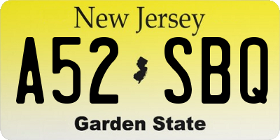 NJ license plate A52SBQ