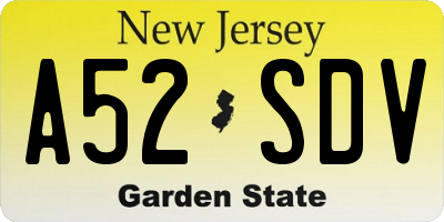 NJ license plate A52SDV