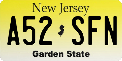 NJ license plate A52SFN