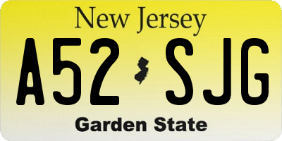 NJ license plate A52SJG
