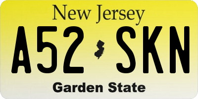 NJ license plate A52SKN