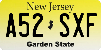 NJ license plate A52SXF