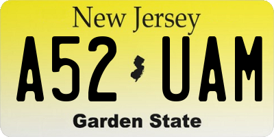 NJ license plate A52UAM
