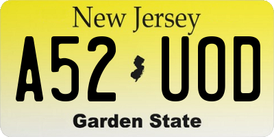 NJ license plate A52UOD