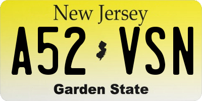 NJ license plate A52VSN