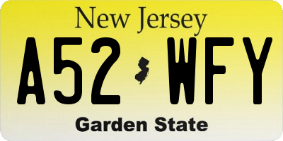 NJ license plate A52WFY