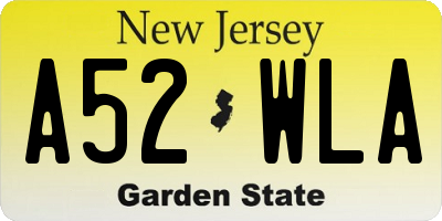 NJ license plate A52WLA