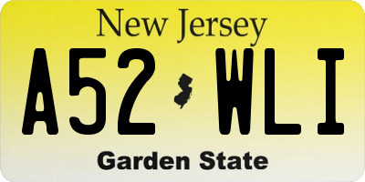 NJ license plate A52WLI