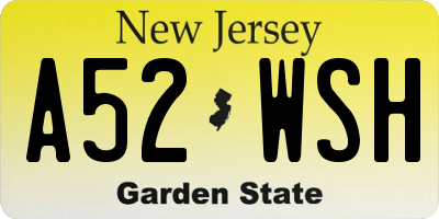 NJ license plate A52WSH