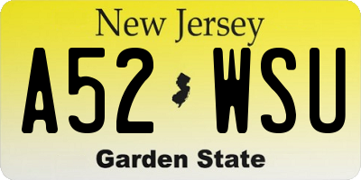 NJ license plate A52WSU
