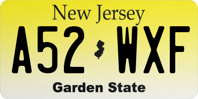 NJ license plate A52WXF