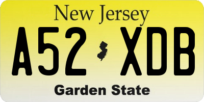 NJ license plate A52XDB