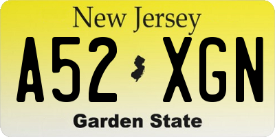 NJ license plate A52XGN