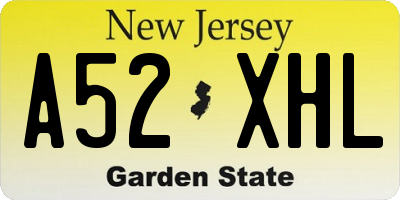 NJ license plate A52XHL