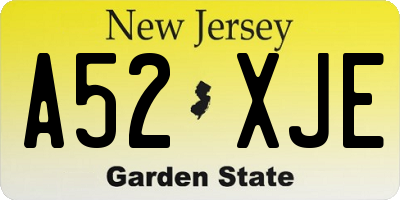 NJ license plate A52XJE