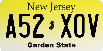 NJ license plate A52XOV