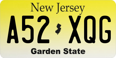 NJ license plate A52XQG