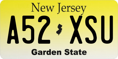 NJ license plate A52XSU