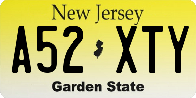 NJ license plate A52XTY