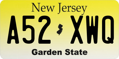 NJ license plate A52XWQ