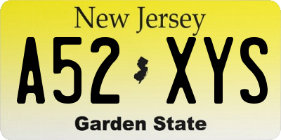 NJ license plate A52XYS