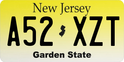 NJ license plate A52XZT