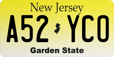 NJ license plate A52YCO