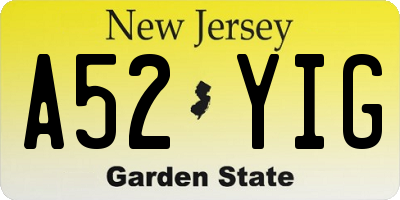 NJ license plate A52YIG