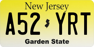 NJ license plate A52YRT