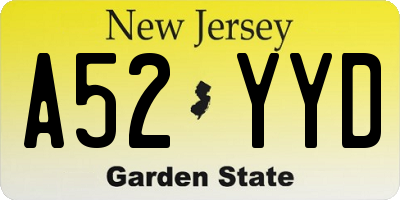 NJ license plate A52YYD