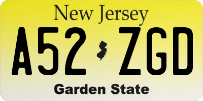 NJ license plate A52ZGD