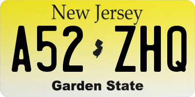 NJ license plate A52ZHQ