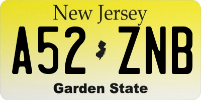 NJ license plate A52ZNB