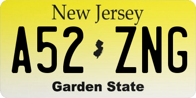 NJ license plate A52ZNG