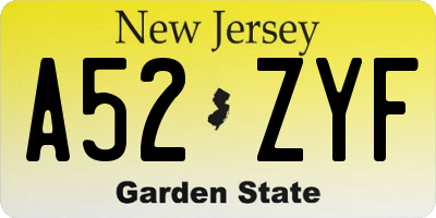 NJ license plate A52ZYF