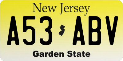 NJ license plate A53ABV