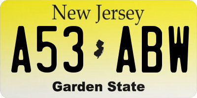 NJ license plate A53ABW