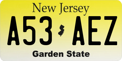NJ license plate A53AEZ