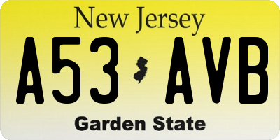 NJ license plate A53AVB