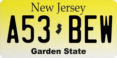 NJ license plate A53BEW