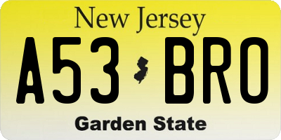 NJ license plate A53BRO