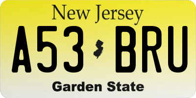NJ license plate A53BRU