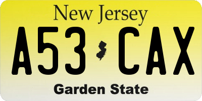 NJ license plate A53CAX
